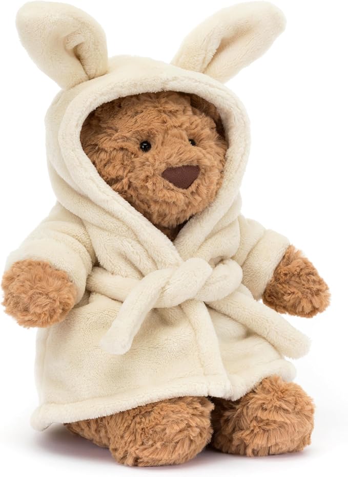 Jellycat Bartholomew Bear with Bathrobe Stuffed Animal, Soft & Huggable - Classic Children's Gift