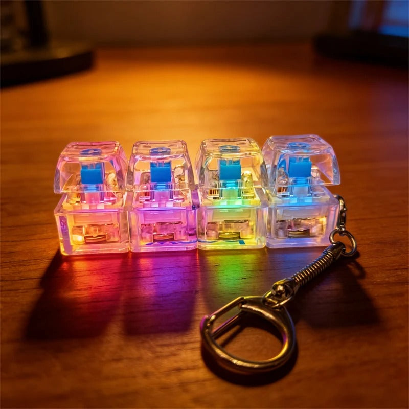 Clickeez Series Multi-style LED Keyboard Keychain Fidget Toy - Clickable Buttons