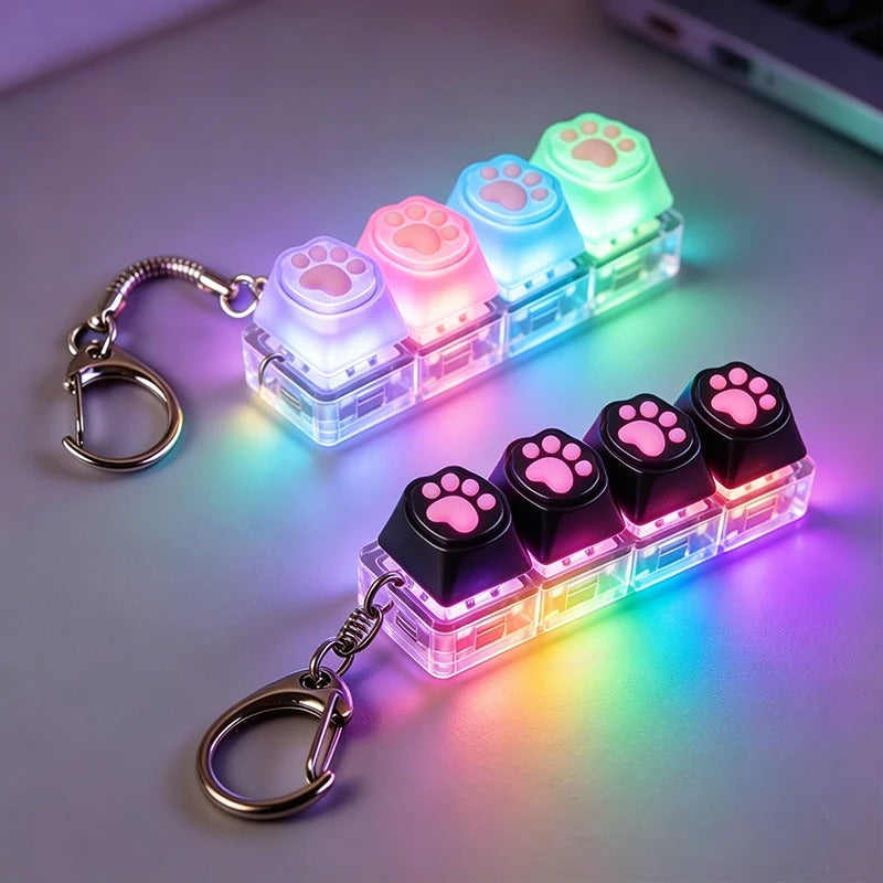 Clickeez Series Multi-style LED Keyboard Keychain Fidget Toy - Clickable Buttons