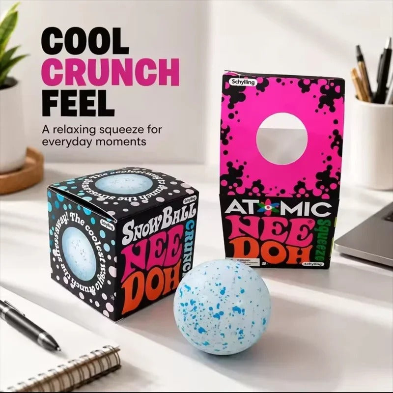 Needoh Snow Ball Crunch Squishy Fidget Sensory Toy Anxiety Relief Stress Ball