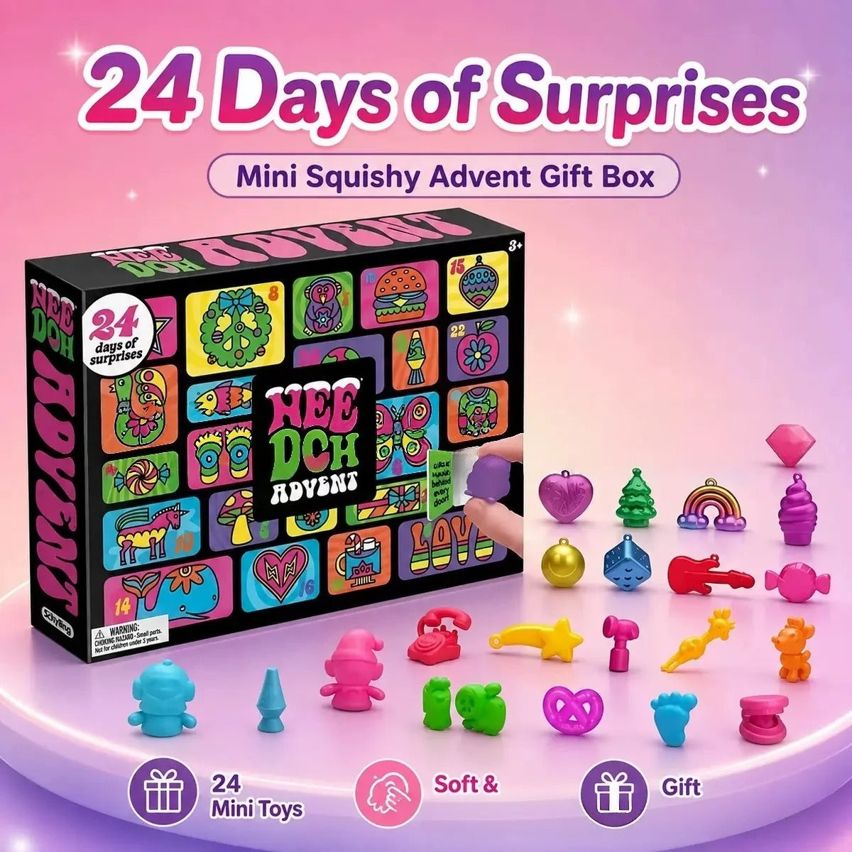 Needoh Christmas Advent Calendar 24 Days Countdown Squishy Blind Box Holiday Party Gift For Kids