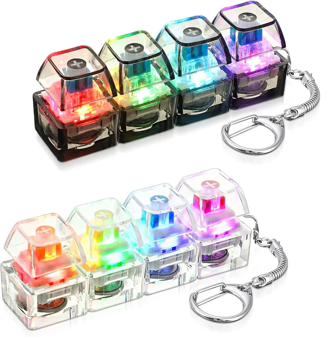 Clickeez Series Multi-style LED Keyboard Keychain Fidget Toy - Clickable Buttons