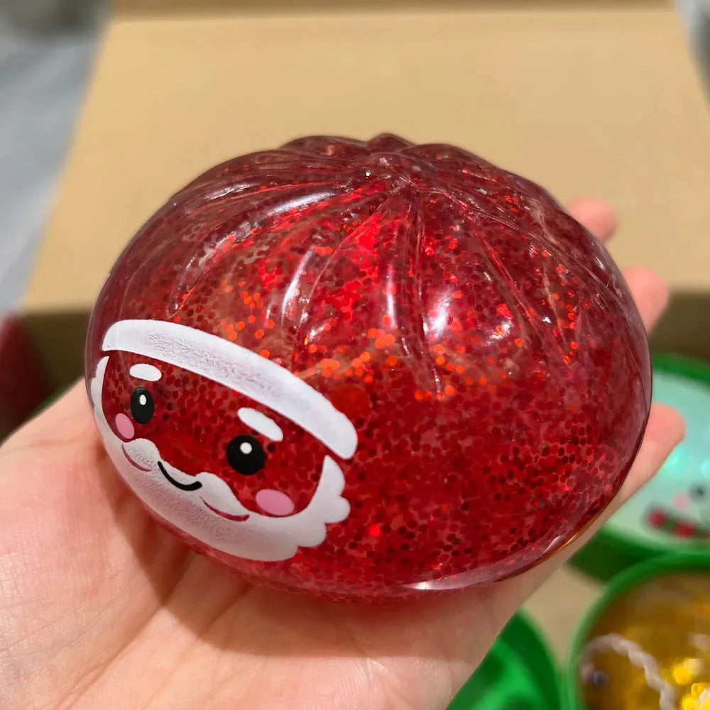 Christmas Dumpling Glitter Squishy – Steamed Bun Fidget Toy 1Pcs