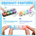 Clickeez Series Multi-style LED Keyboard Keychain Fidget Toy - Clickable Buttons