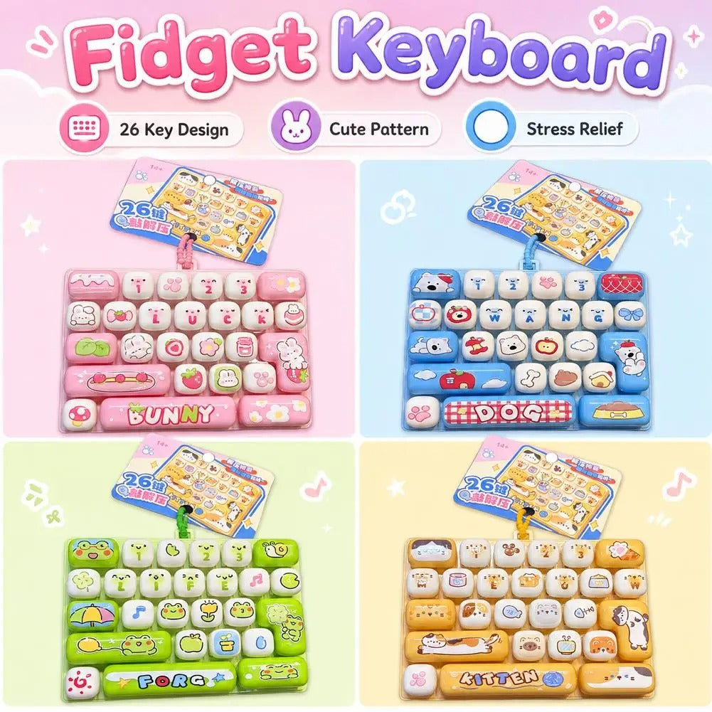 Clickeez Series 26 Grids Keycap Clicker Cute Button Keyboard Keychains Surprise Color